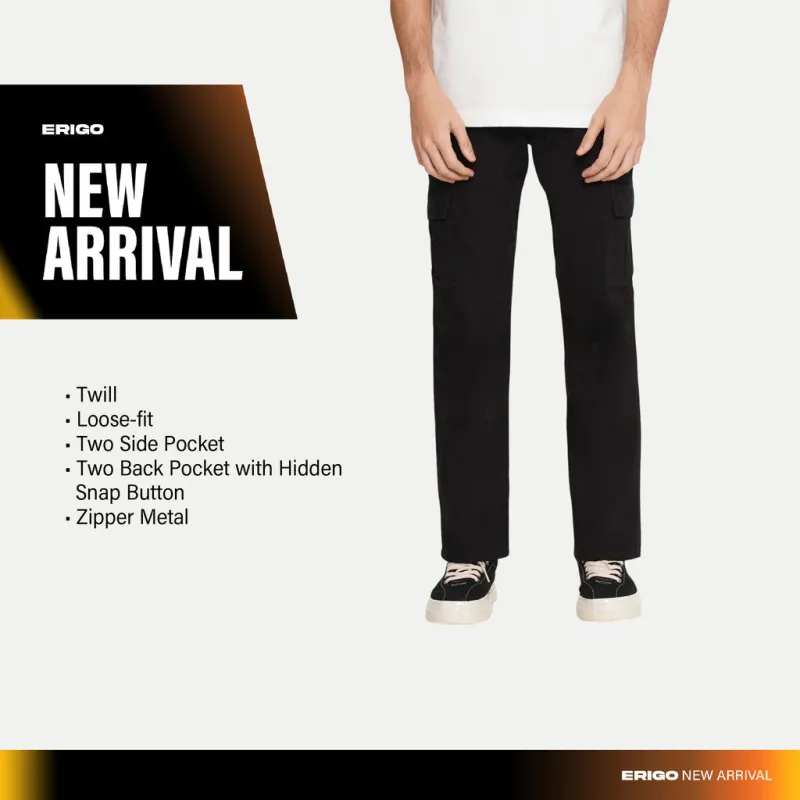 Erigo Cargo Pants Bostan Black - Celana Panjang Cargo Unisex sold by Erigo