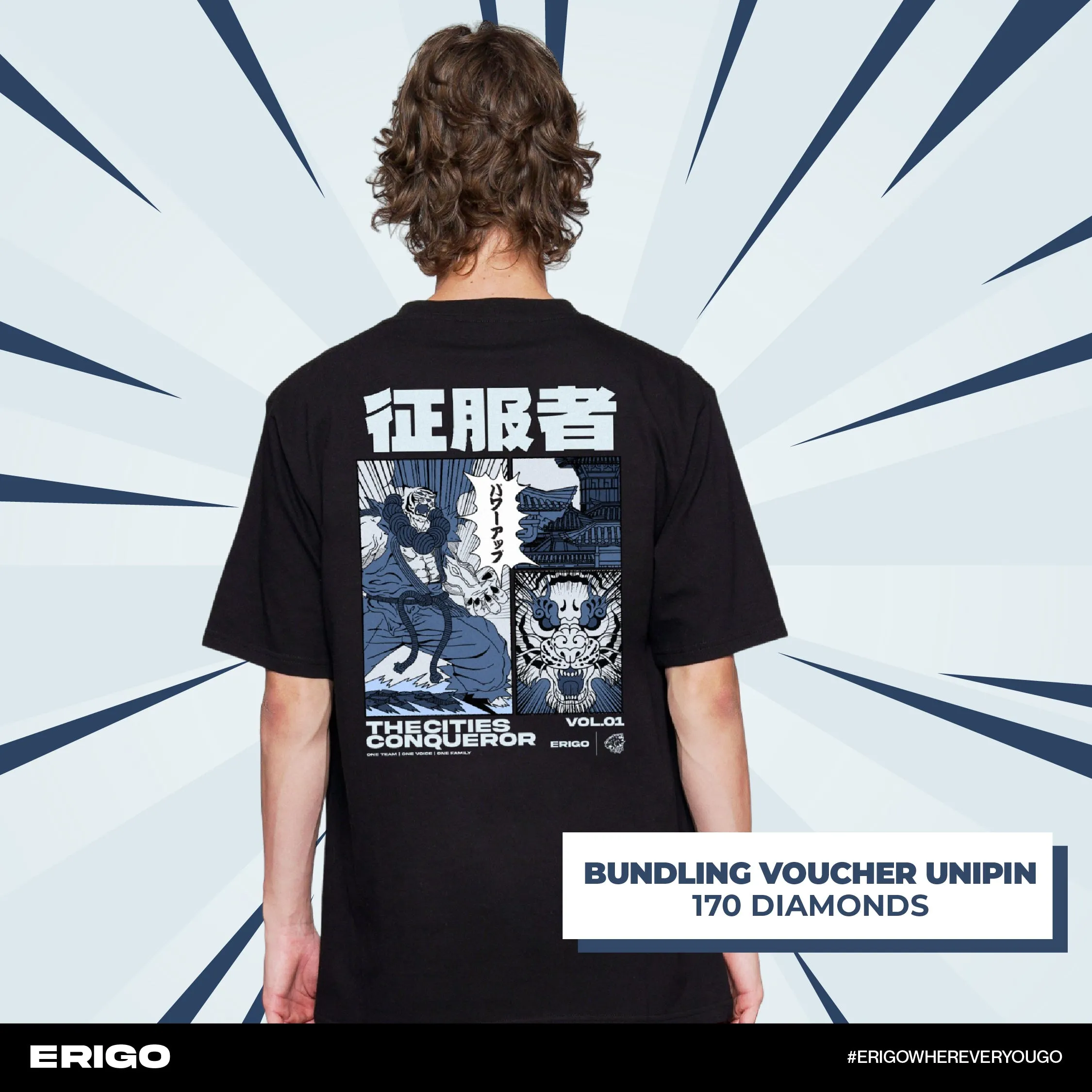 Erigo T-Shirt Oversize | Evos Roar Tiger Black Unisex Voucher Diamond sold by Erigo