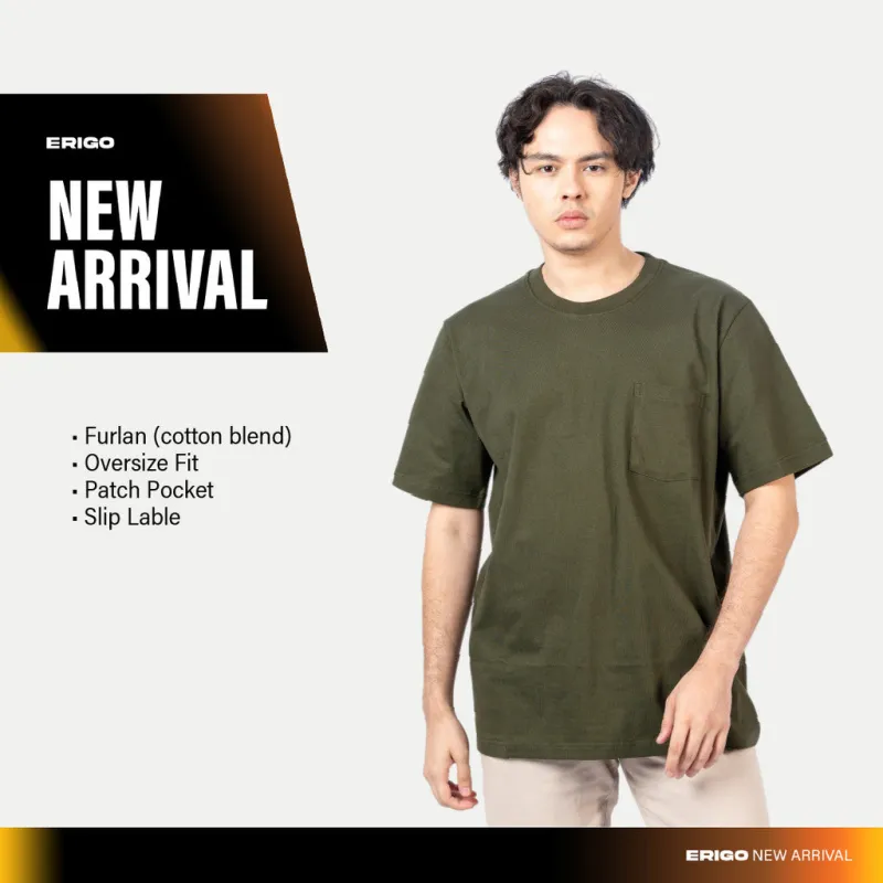 Erigo T-Shirt Oversize Pocket Keenan Olive - Kaos Oversize Unisex sold by Erigo
