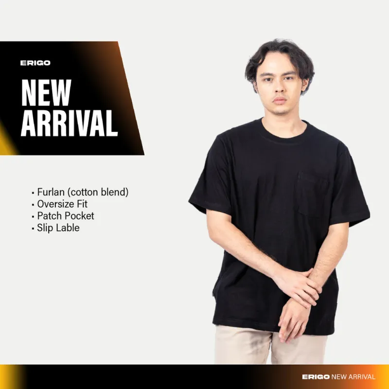 Erigo T-Shirt Oversize Pocket Kale Black - Kaos Oversize Unisex sold by Erigo