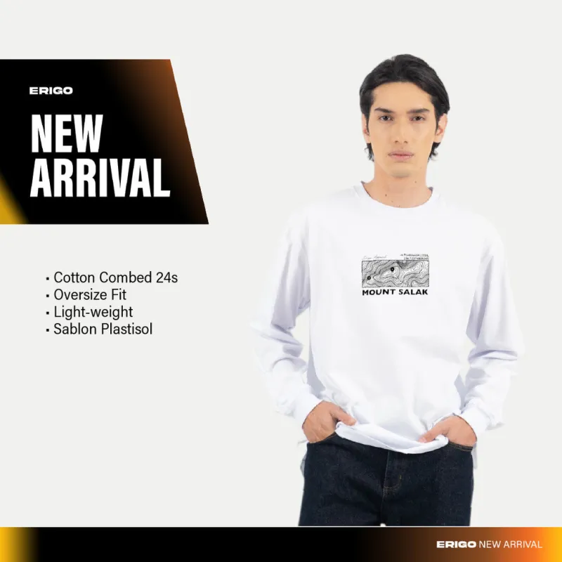 Erigo T-Shirt Long Sleeve Oversize Maggie White - Kaos Lengan Panjang Unisex sold by Erigo