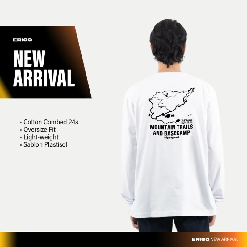 Erigo T-Shirt Long Sleeve Oversize Messy White - Kaos Lengan Panjang Unisex sold by Erigo