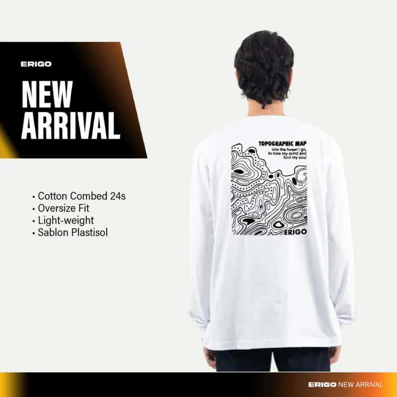 Erigo T-Shirt Long Sleeve Oversize Moon White - Kaos Lengan Panjang Unisex sold by Erigo