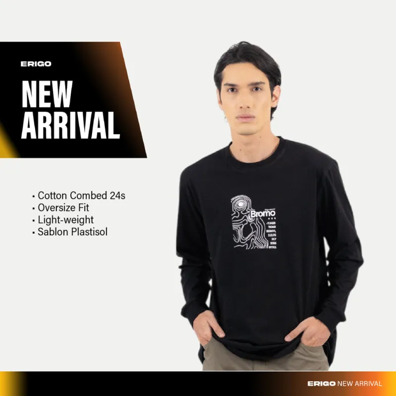 Erigo T-Shirt Long Sleeve Oversize Maguer Black - Kaos Lengan Panjang Unisex sold by Erigo