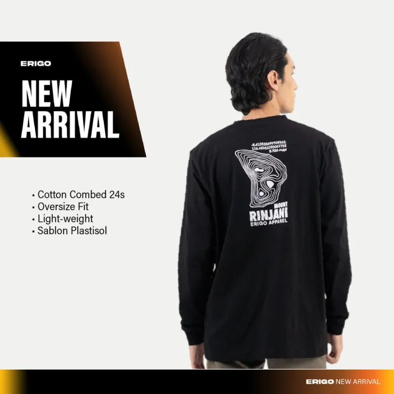 Erigo T-Shirt Long Sleeve Oversize Mofix Black - Kaos Lengan Panjang Unisex sold by Erigo