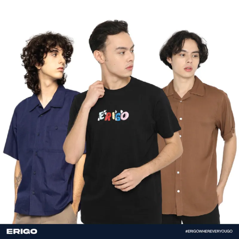 Erigo Buy 1 Get 3 T-Shirt & Shirt Bundling B | Vintage Gang Black, Delwyn Dark Brown, Cataleya Navy sold by Erigo
