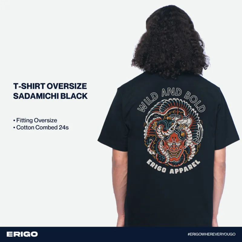 Erigo T-Shirt Oversize Graphic Sadamichi Black sold by Erigo