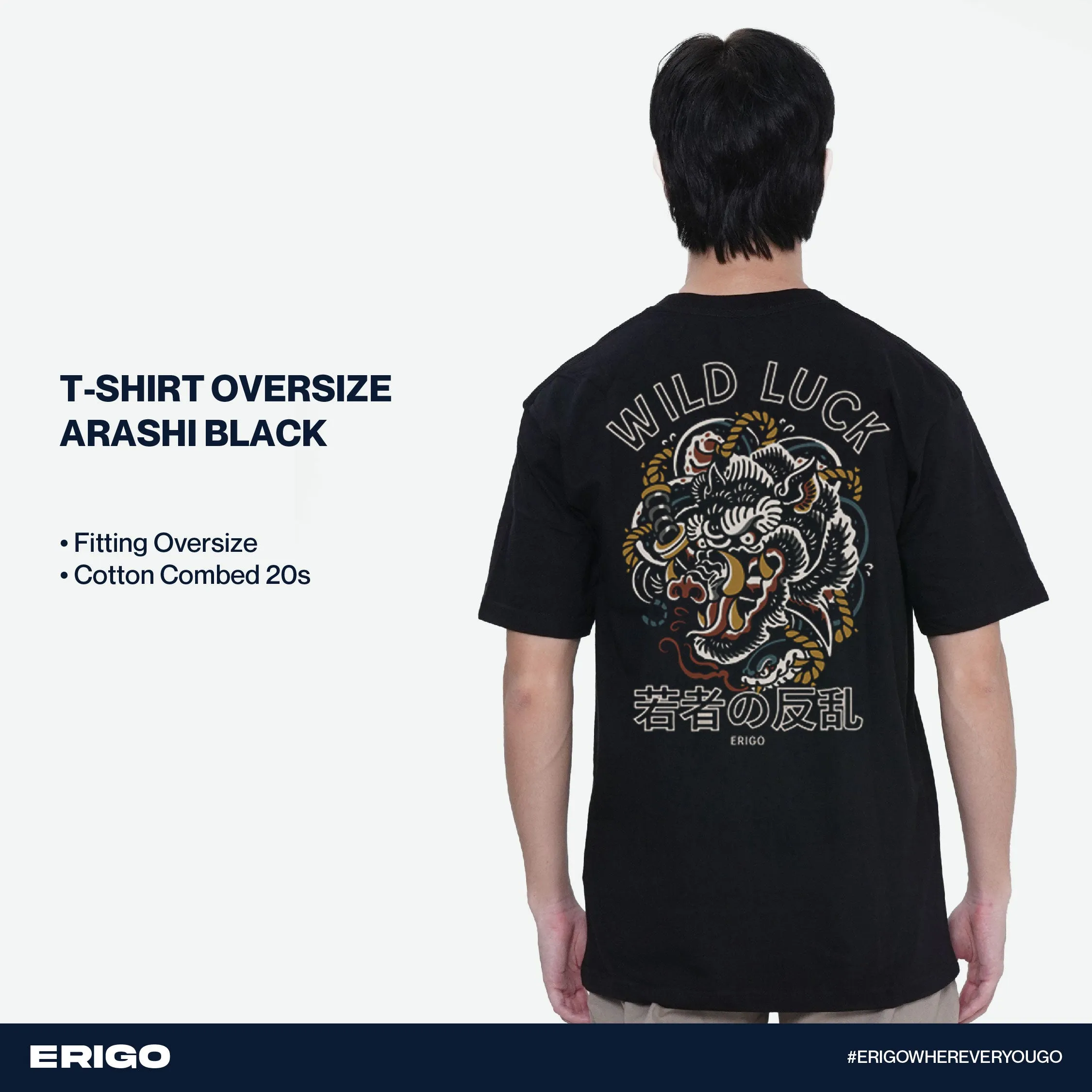 Erigo T-shirt Oversize DTF Series Arashi Black sold by Erigo