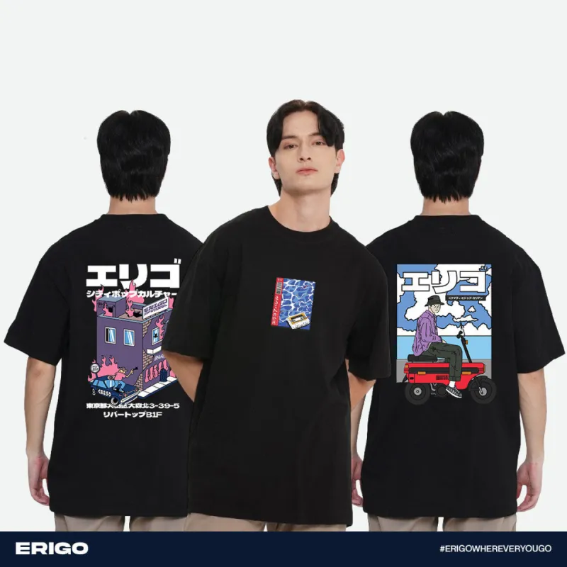 Erigo Buy 1 Get 3 T-Shirt Oversize Graphic Bundling 1 | Fubuki Black, Fujie Black, Fujiko Black sold by Erigo