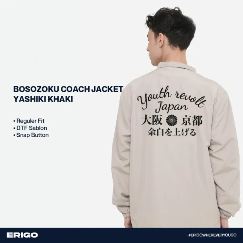 Erigo Bosozoku Coach Jacket Graphic Yashiki Khaki sold by Erigo