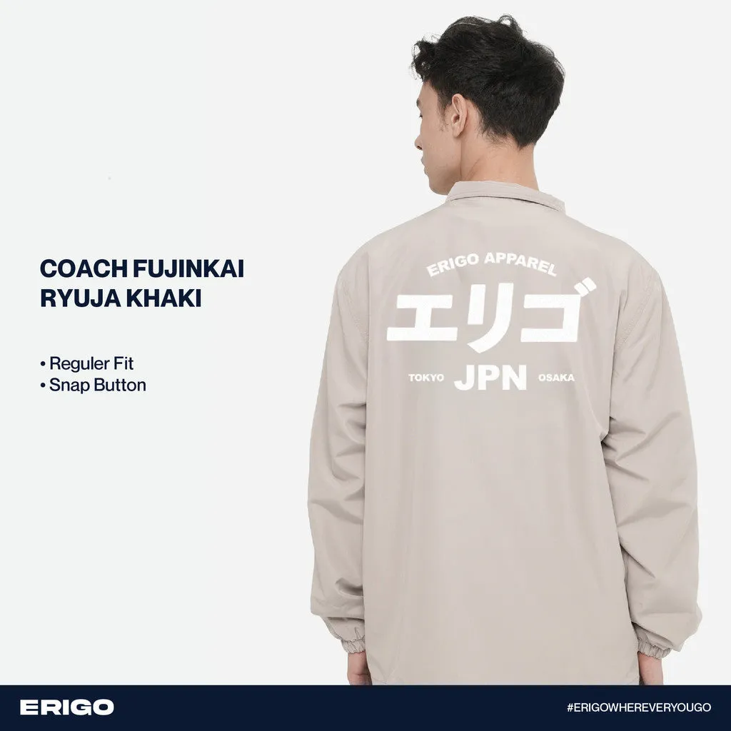 Erigo Fujinkai Coach Jacket Graphic Ryuja Khaki sold by Erigo