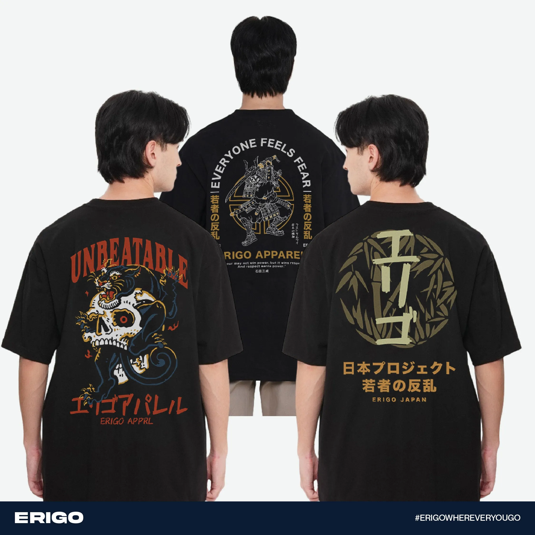 Erigo T-Shirt Oversize DTF Buy 1 Get 3 Bundling 2 | Aizen Black, Aito Black, Ayuri Black sold by Erigo