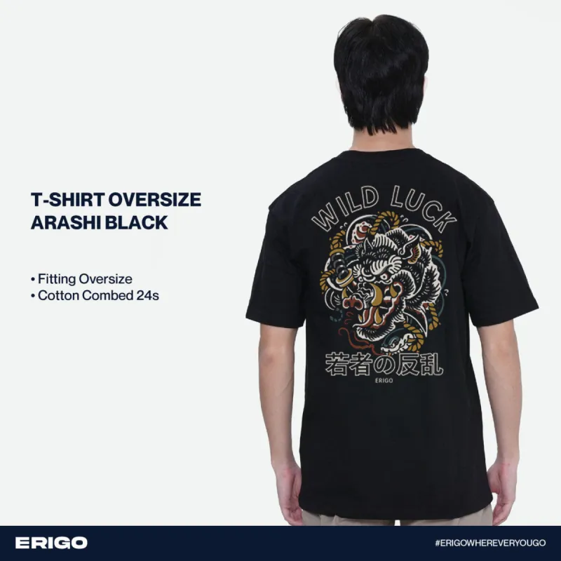 Erigo T-Shirt Oversize Graphic Arashi Black sold by Erigo