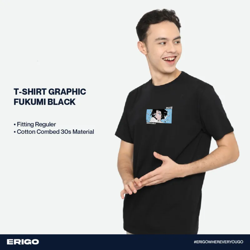 Erigo T-Shirt Graphic Fukumi Black sold by Erigo