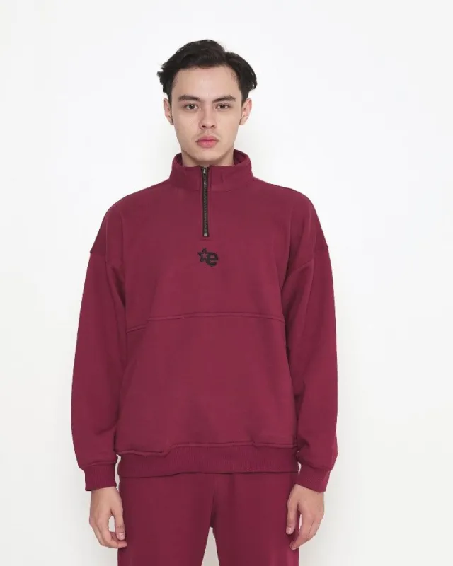 Erigo Half Zip Sweatshirt Hawskin Maroon sold by Erigo