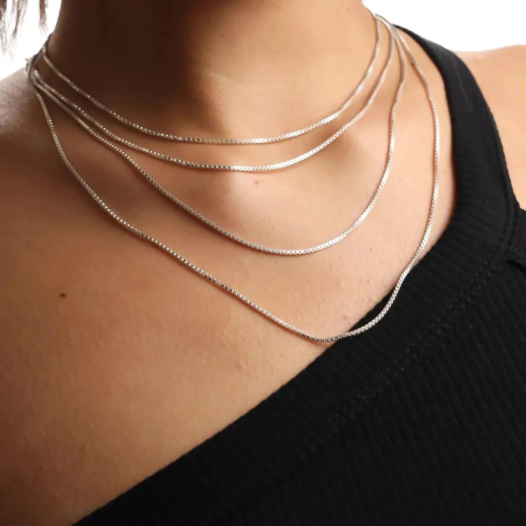 1.4MM STERLING SILVER BOX CHAINS sold by Hard Jewelry product image thumbnail 4