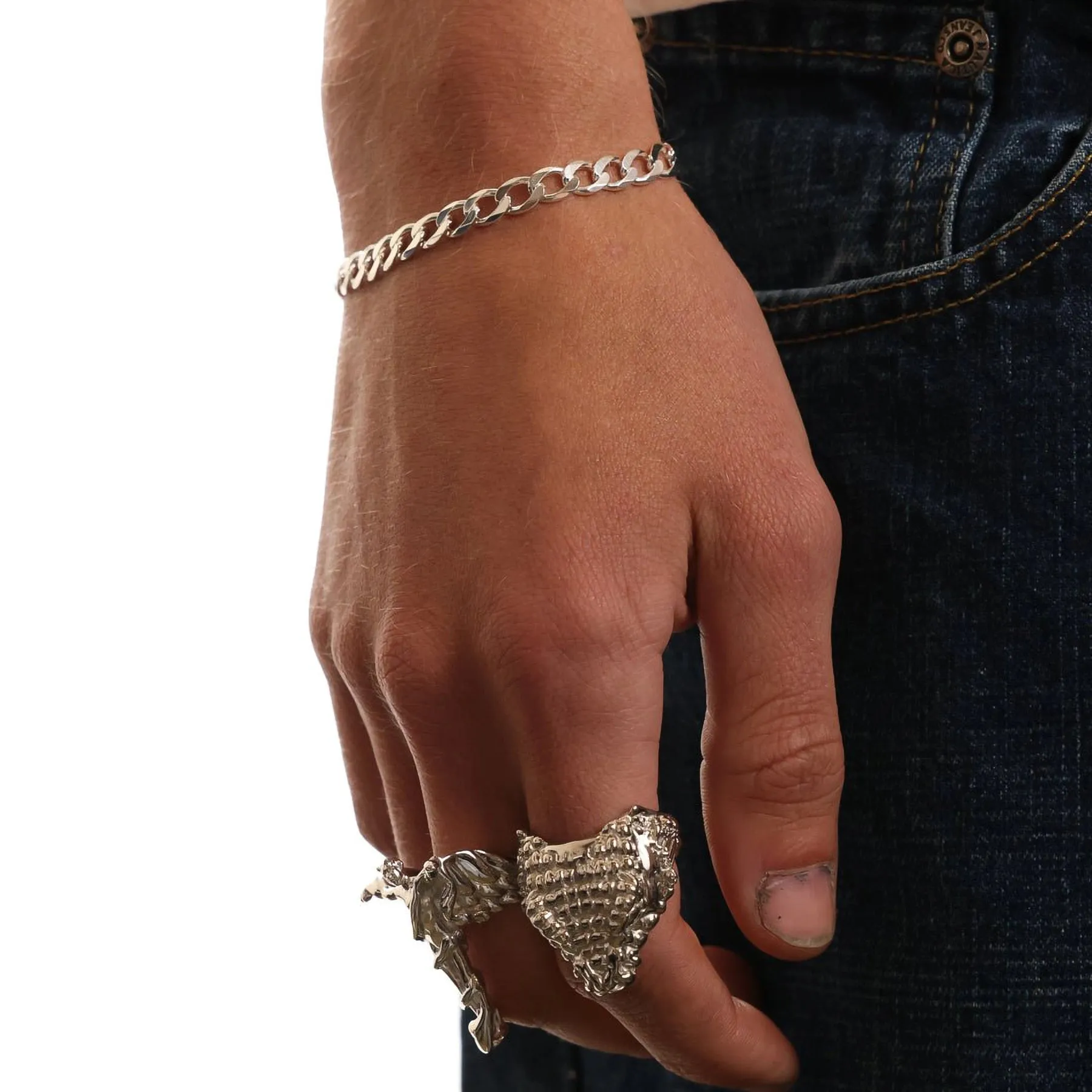 SILVER 6MM CURB BRACELET sold by Hard Jewelry product image thumbnail 2