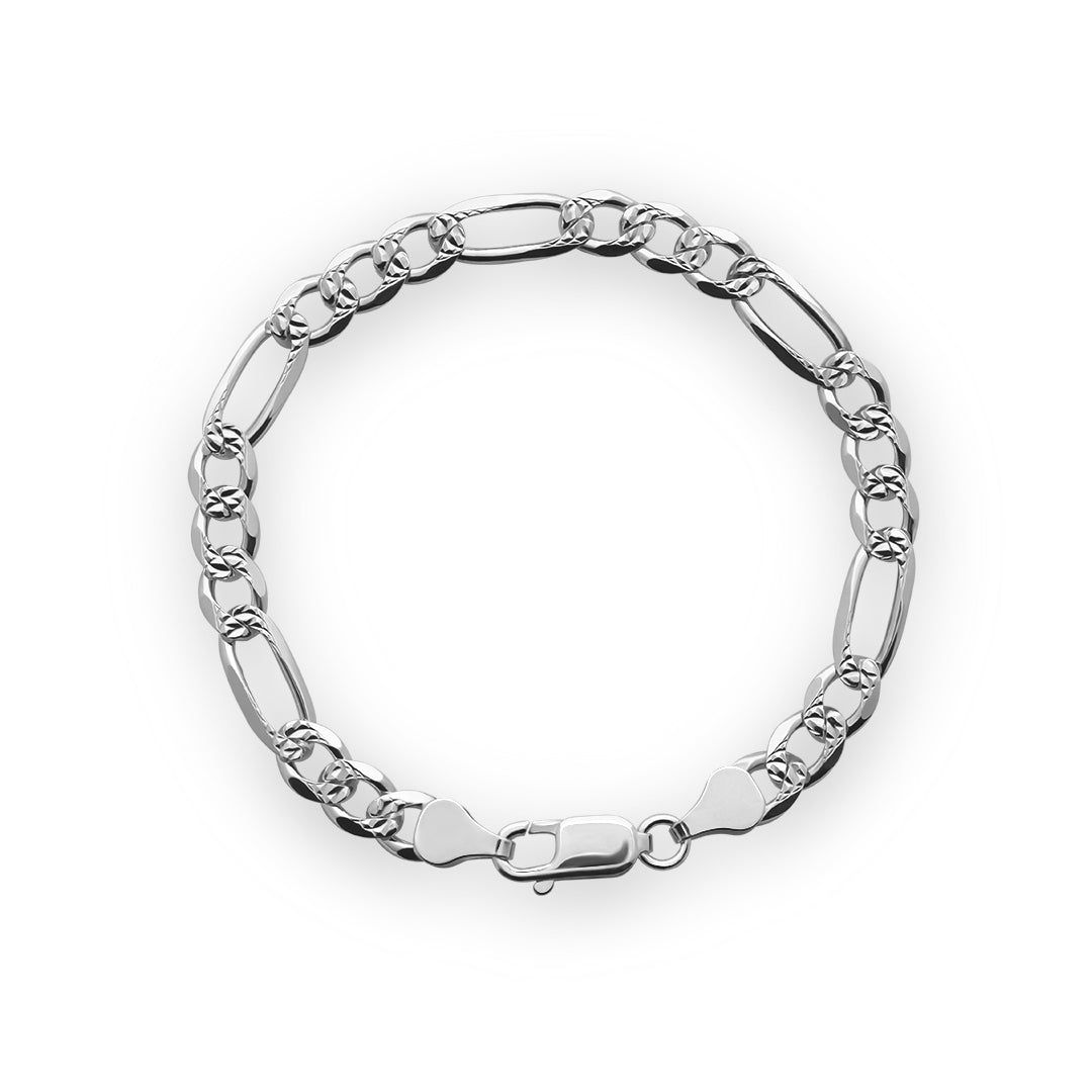 SILVER PAVED FIGARO BRACELET sold by Hard Jewelry