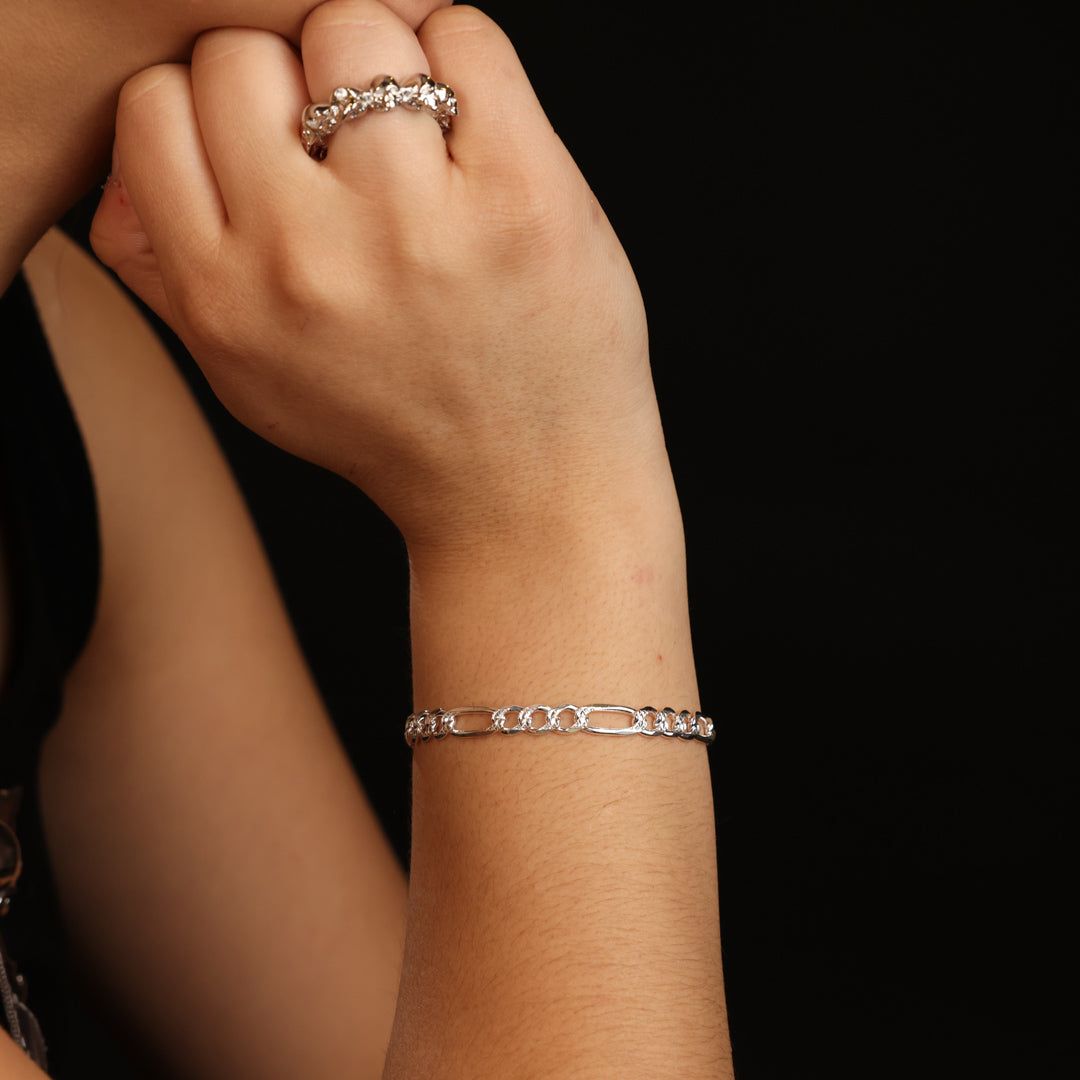 SILVER PAVED FIGARO BRACELET sold by Hard Jewelry product image thumbnail 3