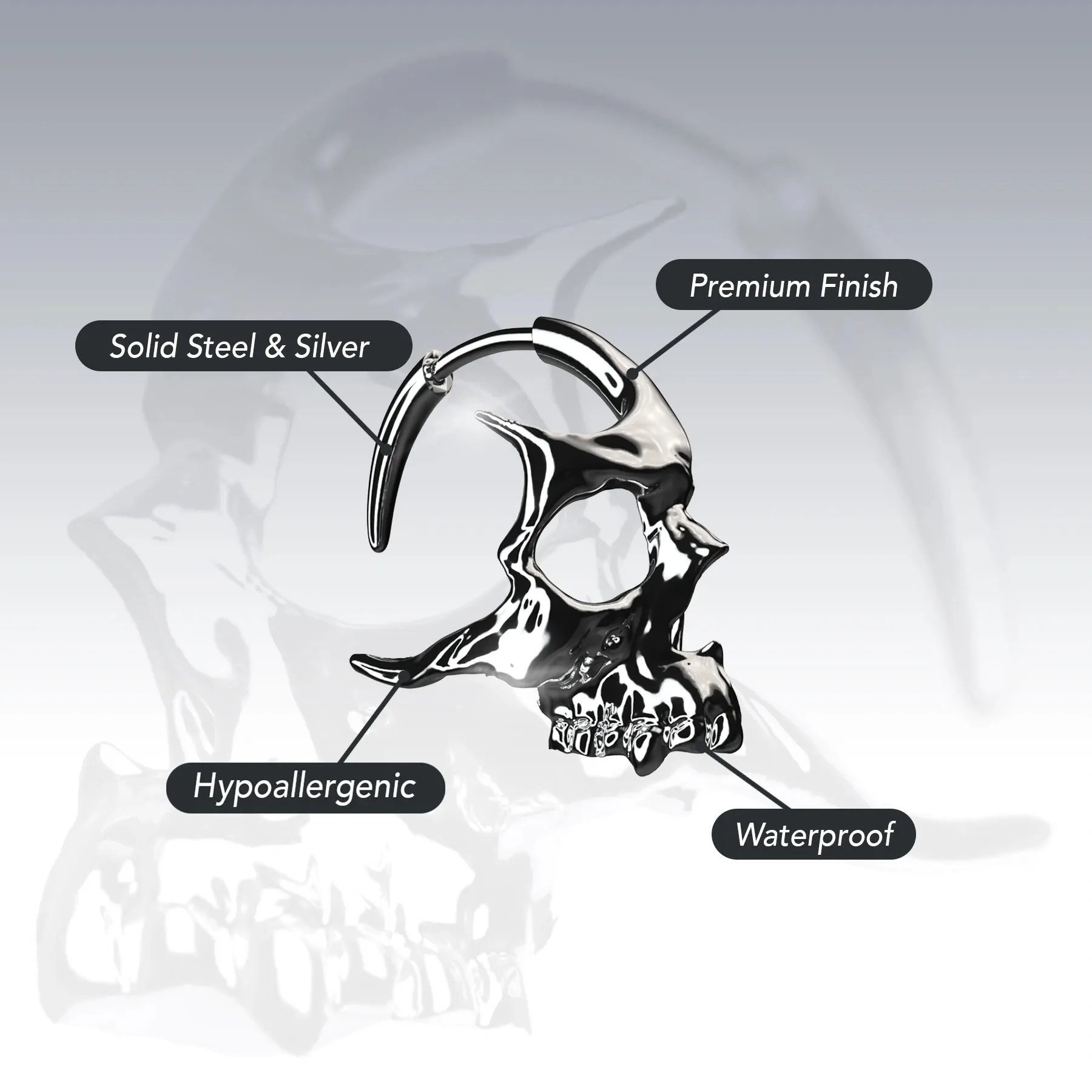 SKULL HOOP EARRINGS sold by Hard Jewelry product image thumbnail 2