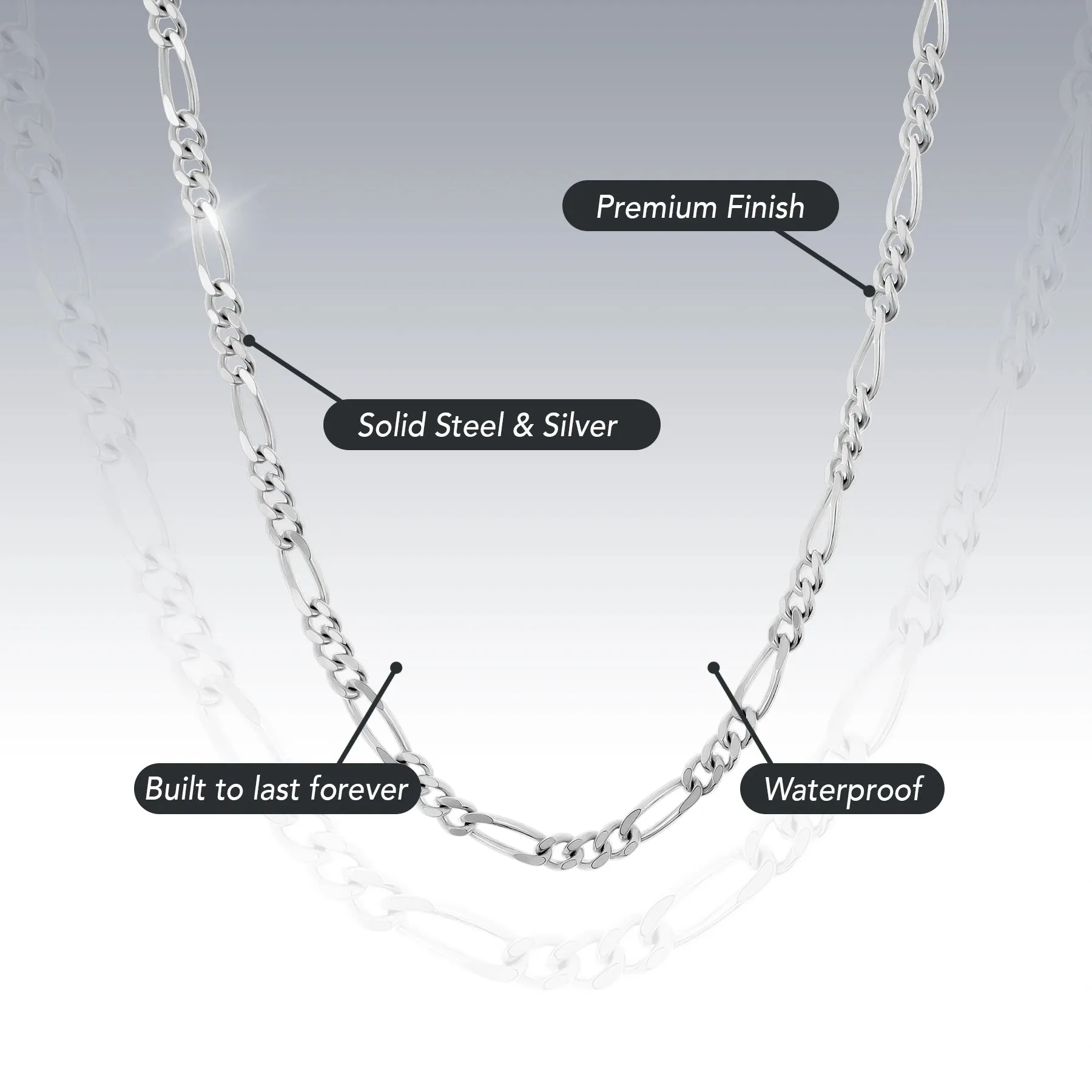 STERLING SILVER FIGARO CHAIN sold by Hard Jewelry product image thumbnail 2
