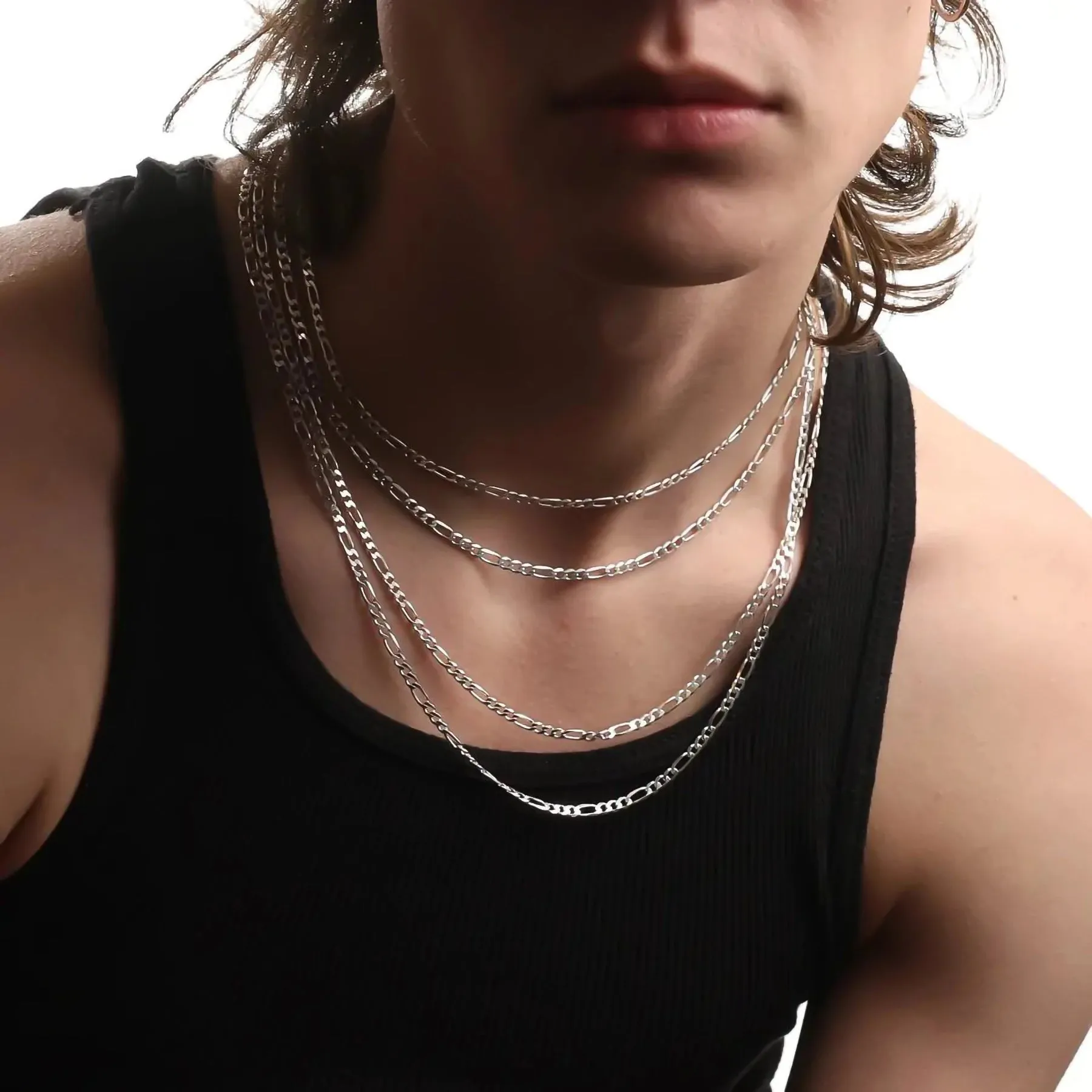 3MM STERLING SILVER FIGARO CHAIN sold by Hard Jewelry product image thumbnail 5