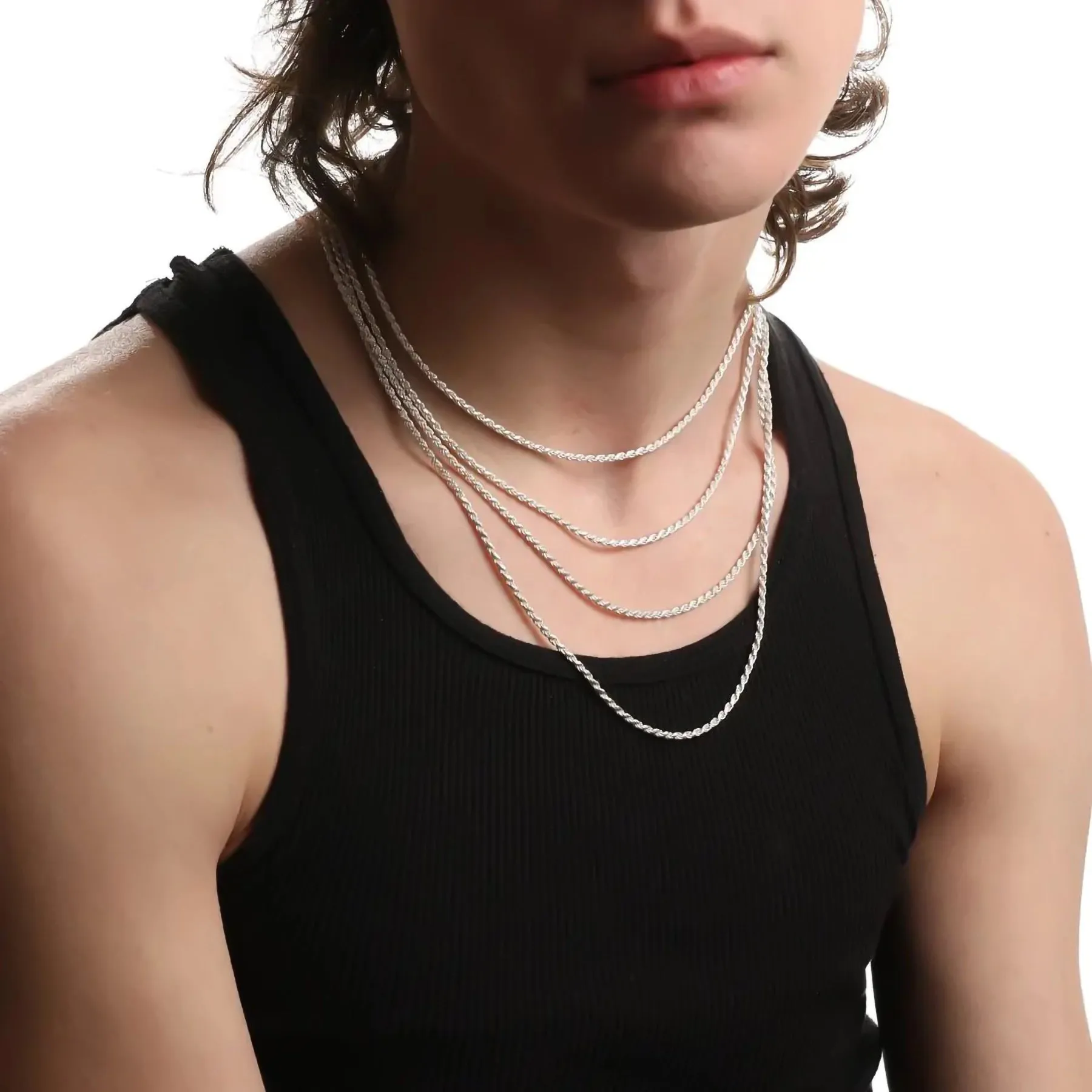 2.5MM STERLING SILVER ROPE CHAIN sold by Hard Jewelry product image thumbnail 4