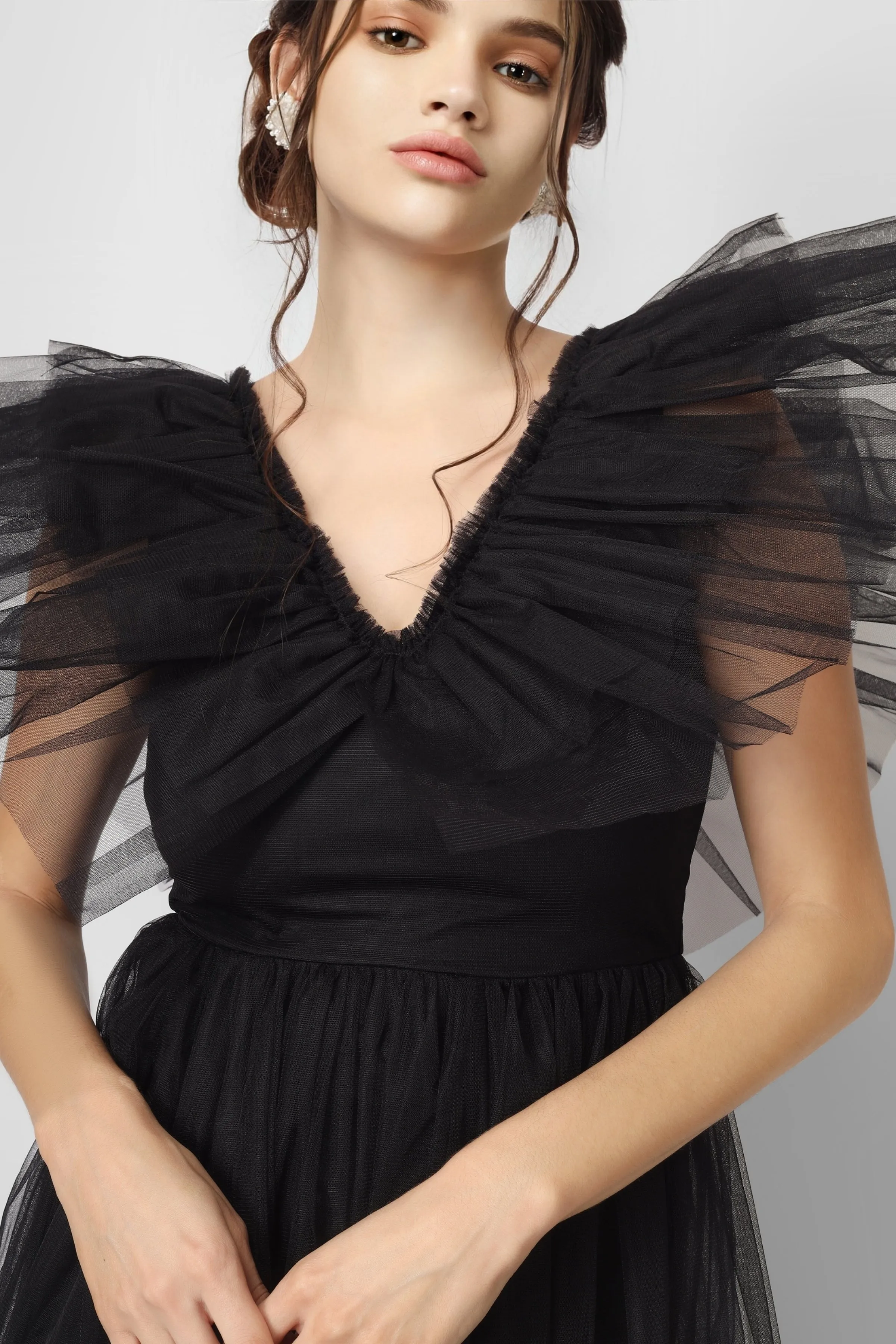 Reina Black Tulle Maxi Dress sold by Lace & Beads product image thumbnail 5