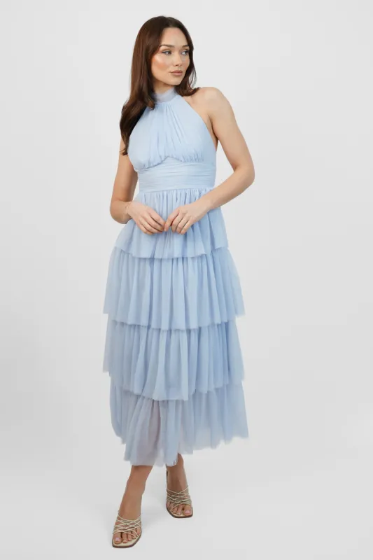Ariana Tulle Maxi Dress in Light Blue made by Lace & Beads