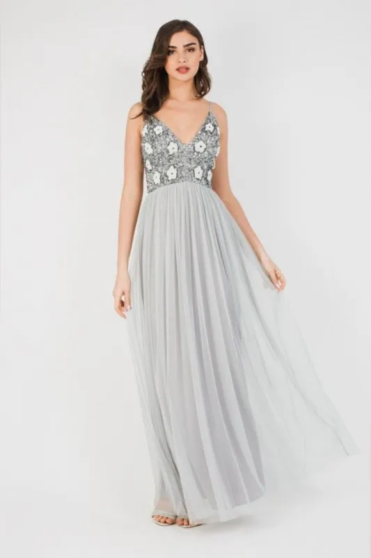 Avon Bridesmaid Maxi in Grey sold by Lace & Beads