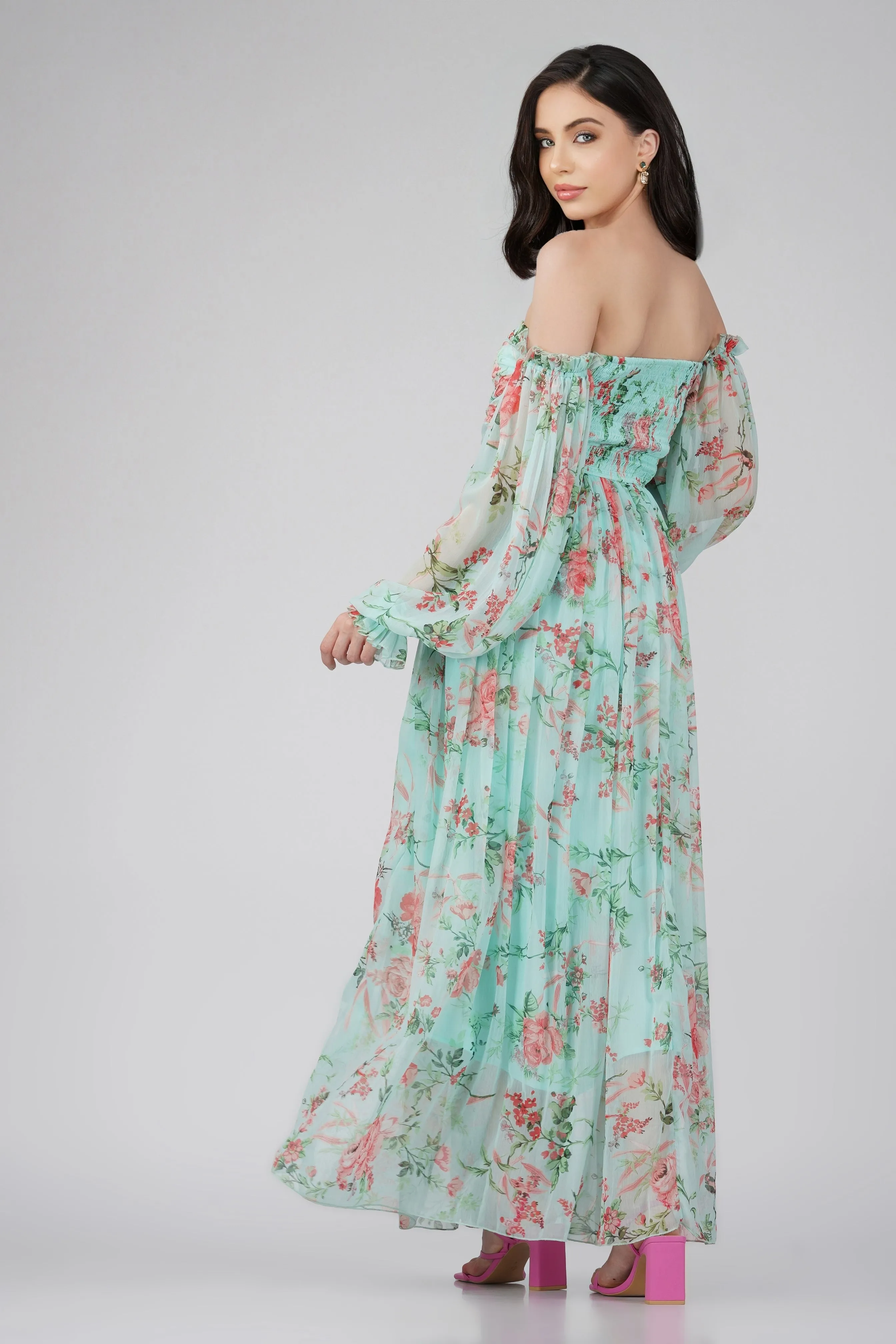 Lana Chiffon Printed Dress in Green sold by Lace & Beads product image thumbnail 2