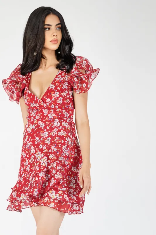 Fairy Printed Red Mini Dress sold by Lace & Beads