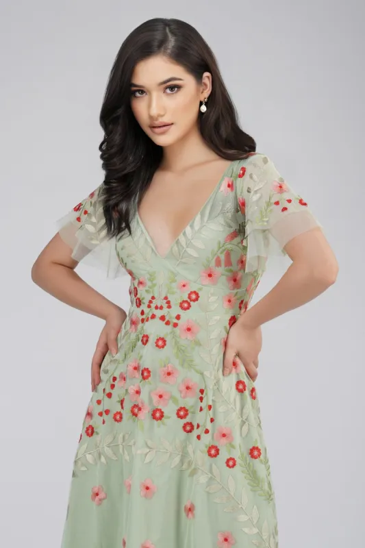 Calla Sage Green Embroidered Dress sold by Lace & Beads