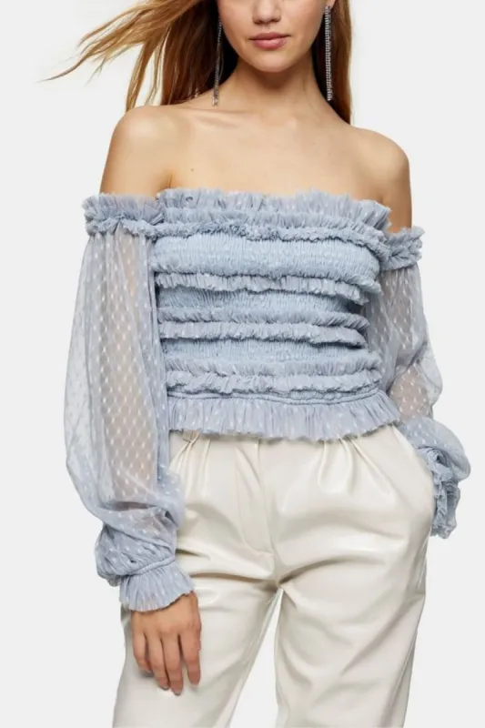 Rolf Top in Blue Polka sold by Lace & Beads