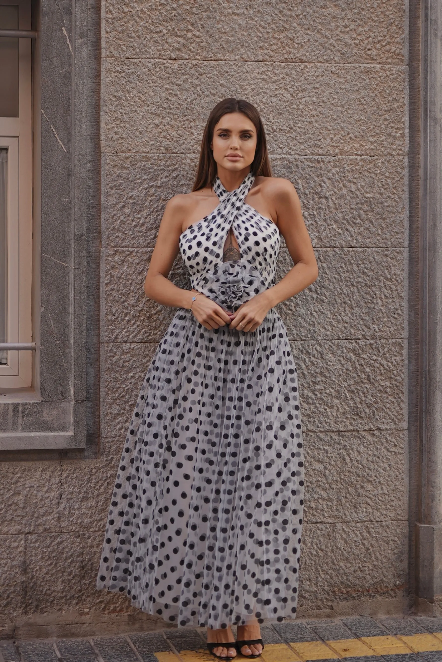 Blake Maxi Dress in Polka Dot sold by Lace & Beads
