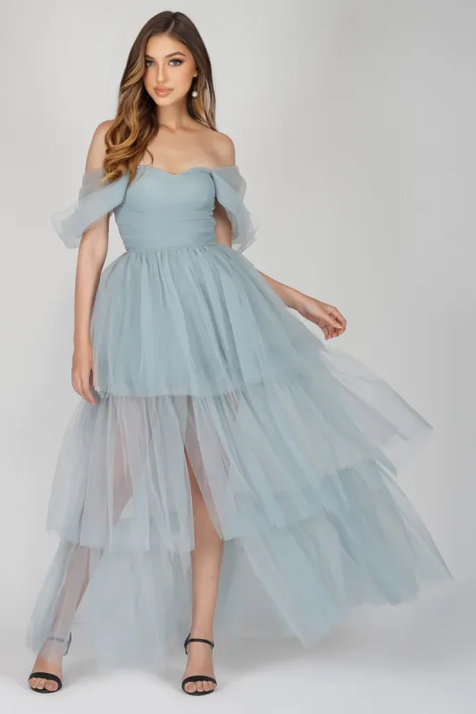 Sydney Dusty Blue Tulle Dress sold by Lace & Beads