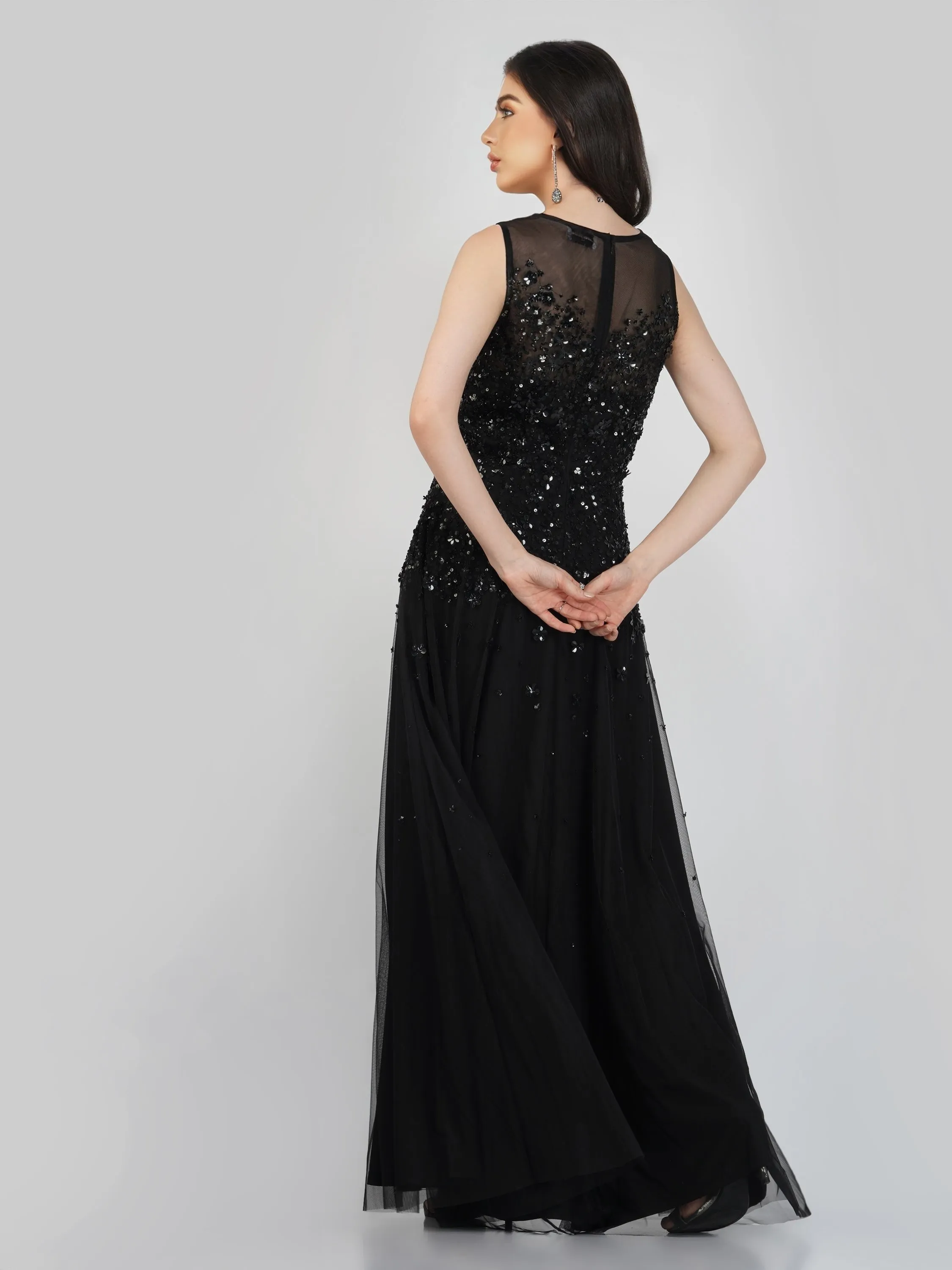 Lilith Floral Embellished Maxi Dress in Black sold by Lace & Beads product image thumbnail 3