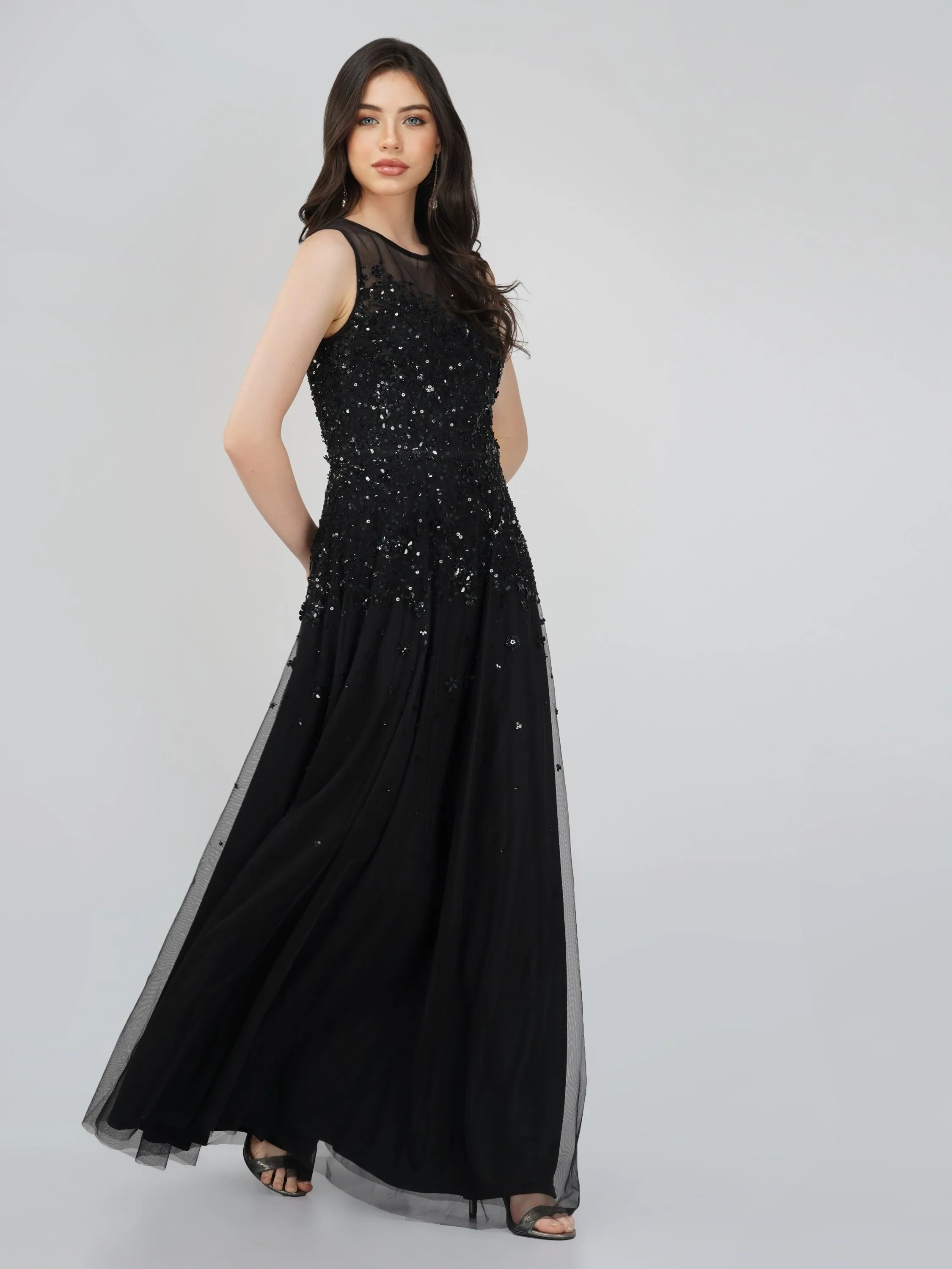 Lilith Floral Embellished Maxi Dress in Black sold by Lace & Beads product image thumbnail 5
