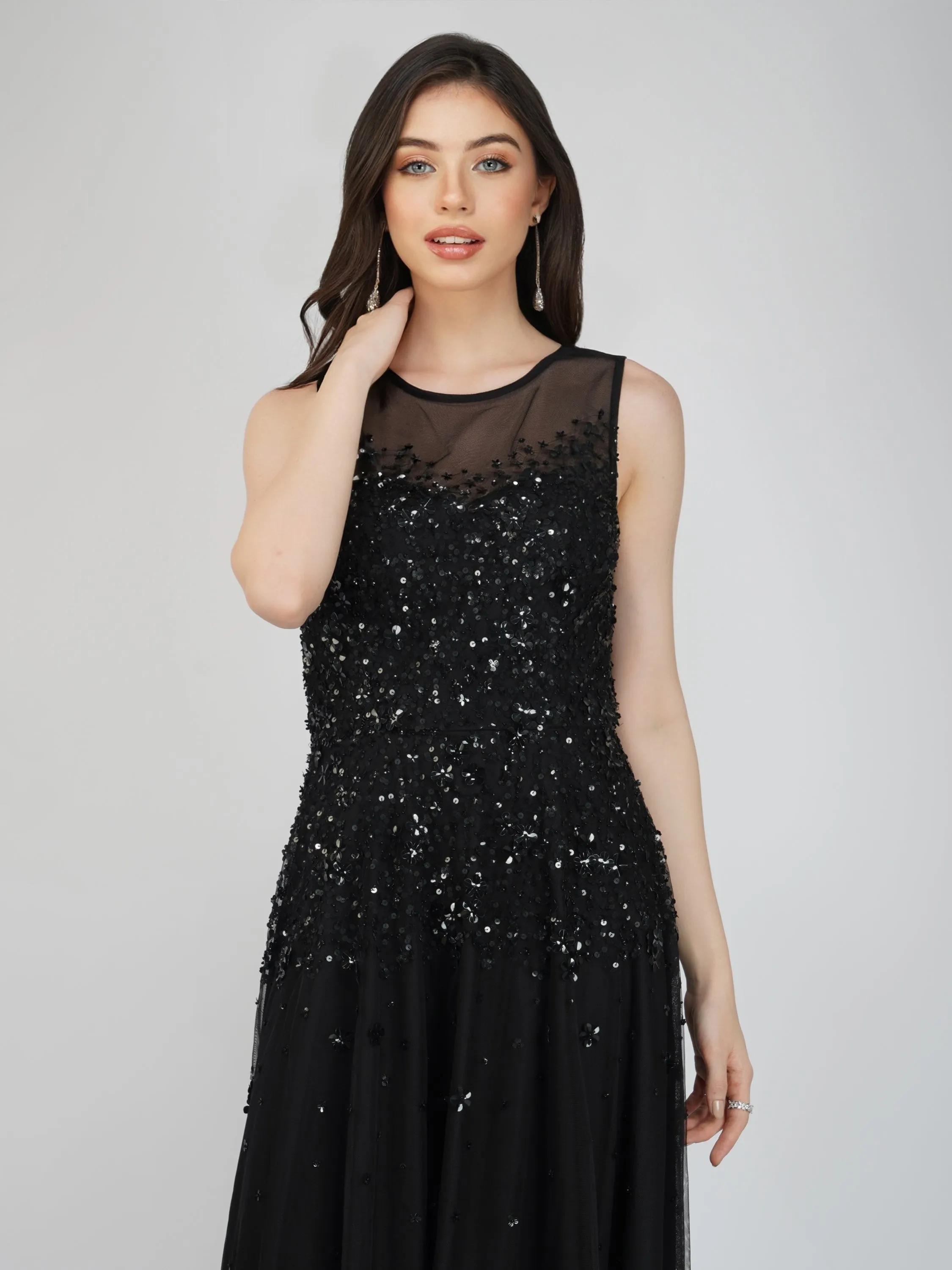 Lilith Floral Embellished Maxi Dress in Black sold by Lace & Beads product image thumbnail 2