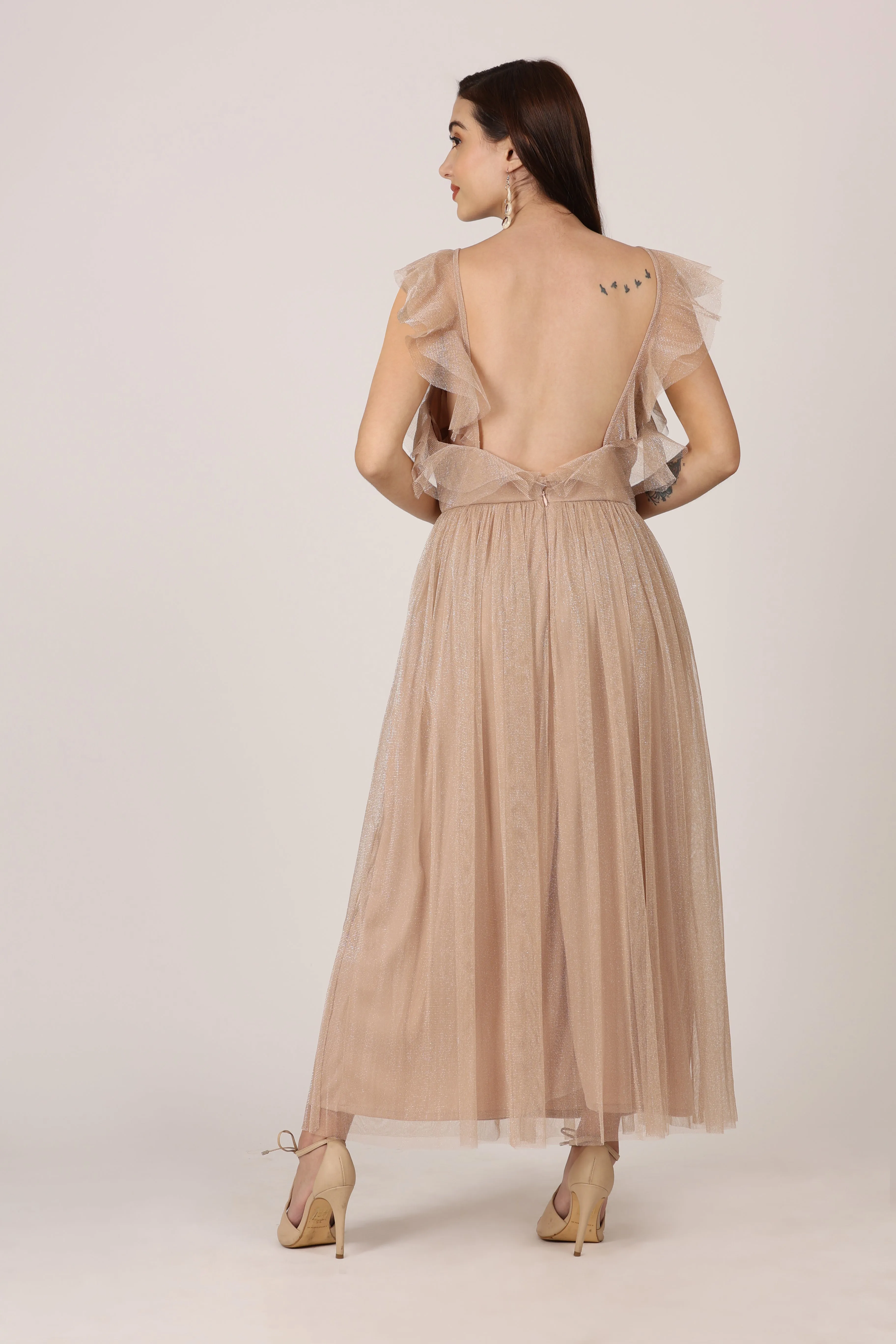 Lilian Midi Dress in Taupe sold by Lace & Beads product image thumbnail 2