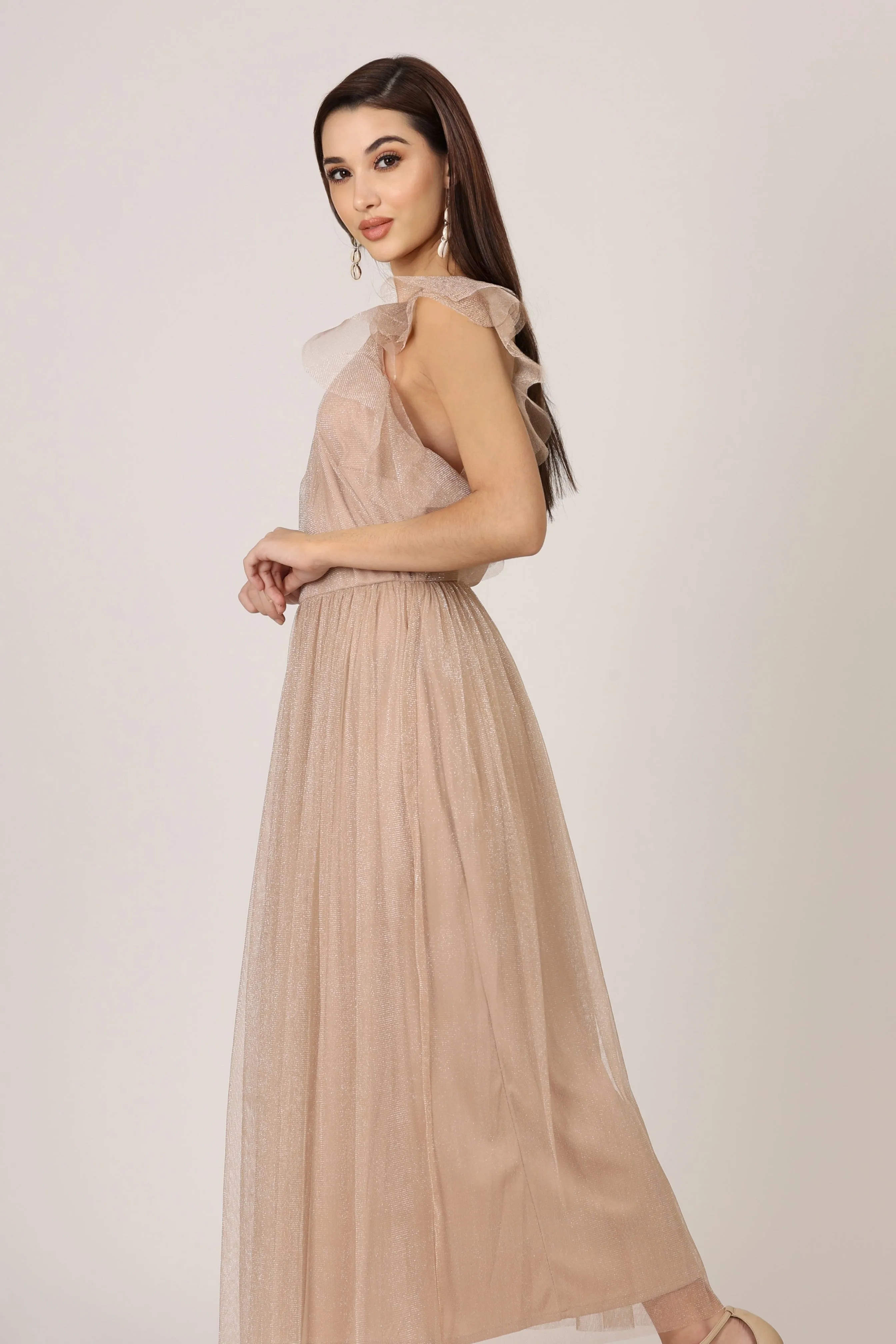 Lilian Midi Dress in Taupe sold by Lace & Beads product image thumbnail 4