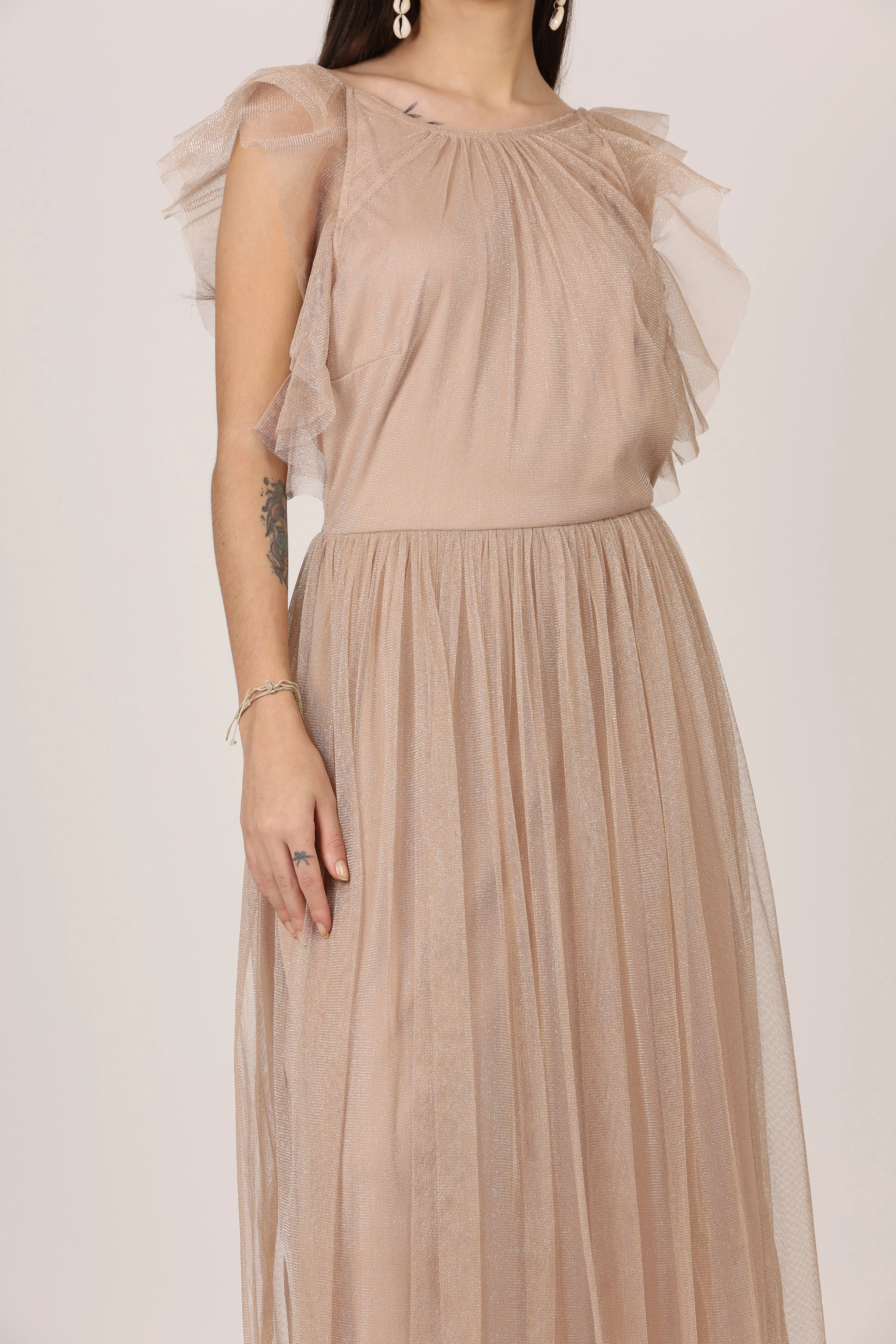 Lilian Midi Dress in Taupe sold by Lace & Beads product image thumbnail 5