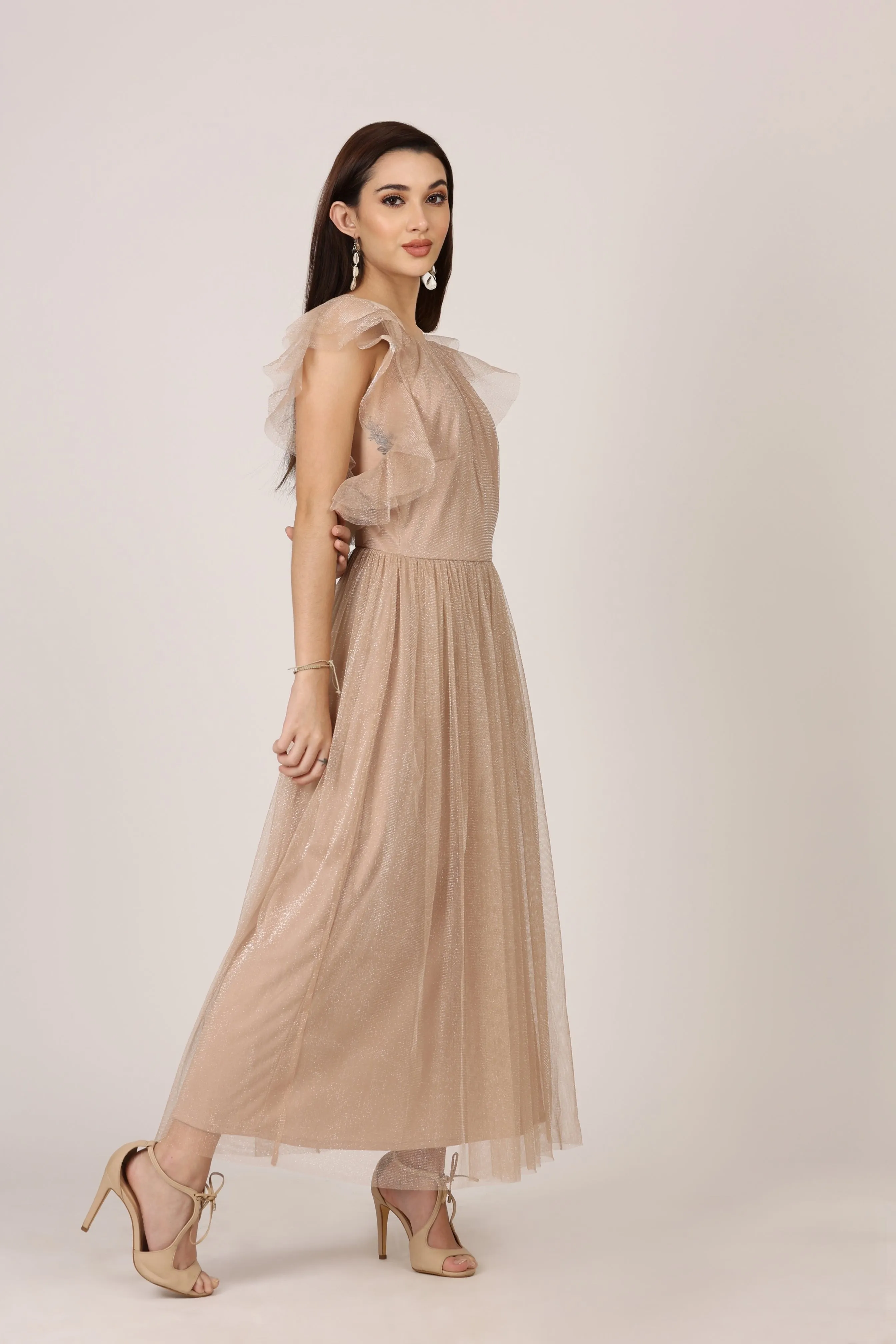 Lilian Midi Dress in Taupe sold by Lace & Beads product image thumbnail 3