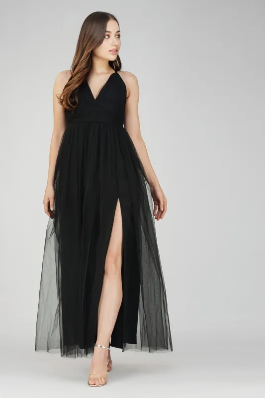 Opal Tulle Maxi Dress in Black sold by Lace & Beads