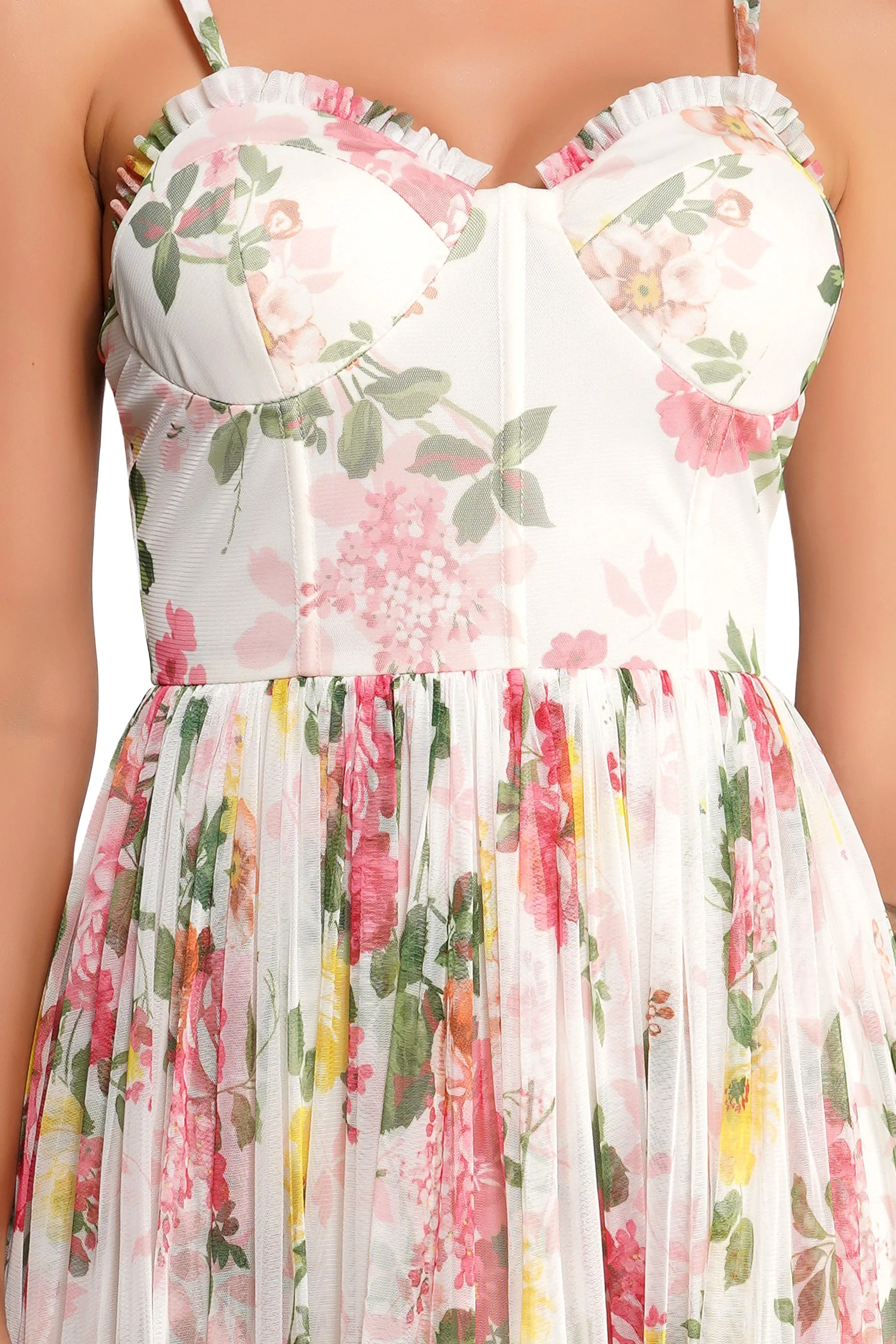 Dane Floral Tulle Corset Tulle Midi Dress sold by Lace & Beads product image thumbnail 5