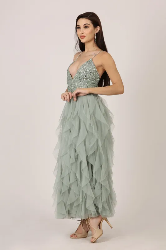 Page Embellished Midi Dress in Teal sold by Lace & Beads