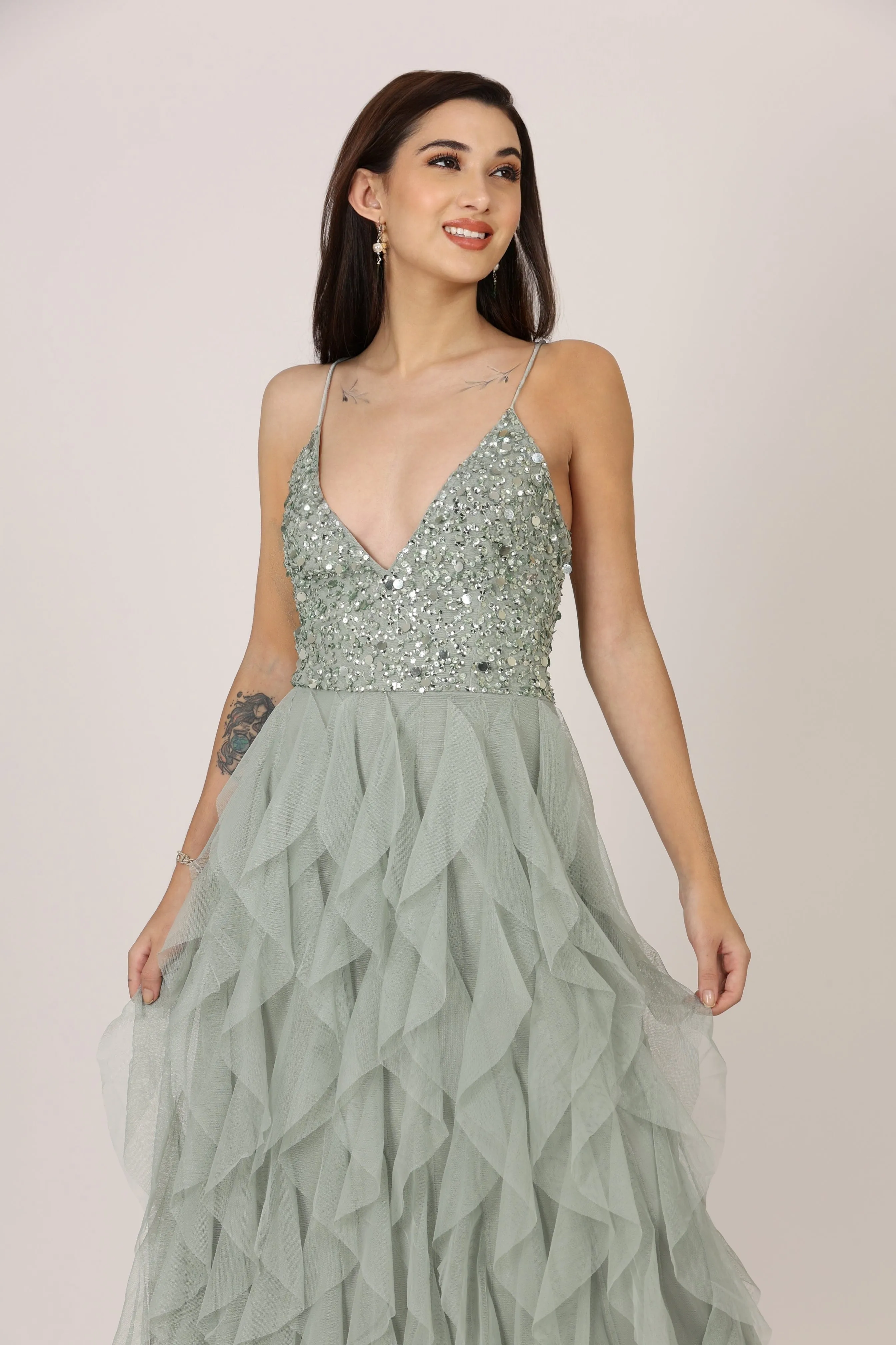 Page Embellished Midi Dress in Teal sold by Lace & Beads product image thumbnail 3