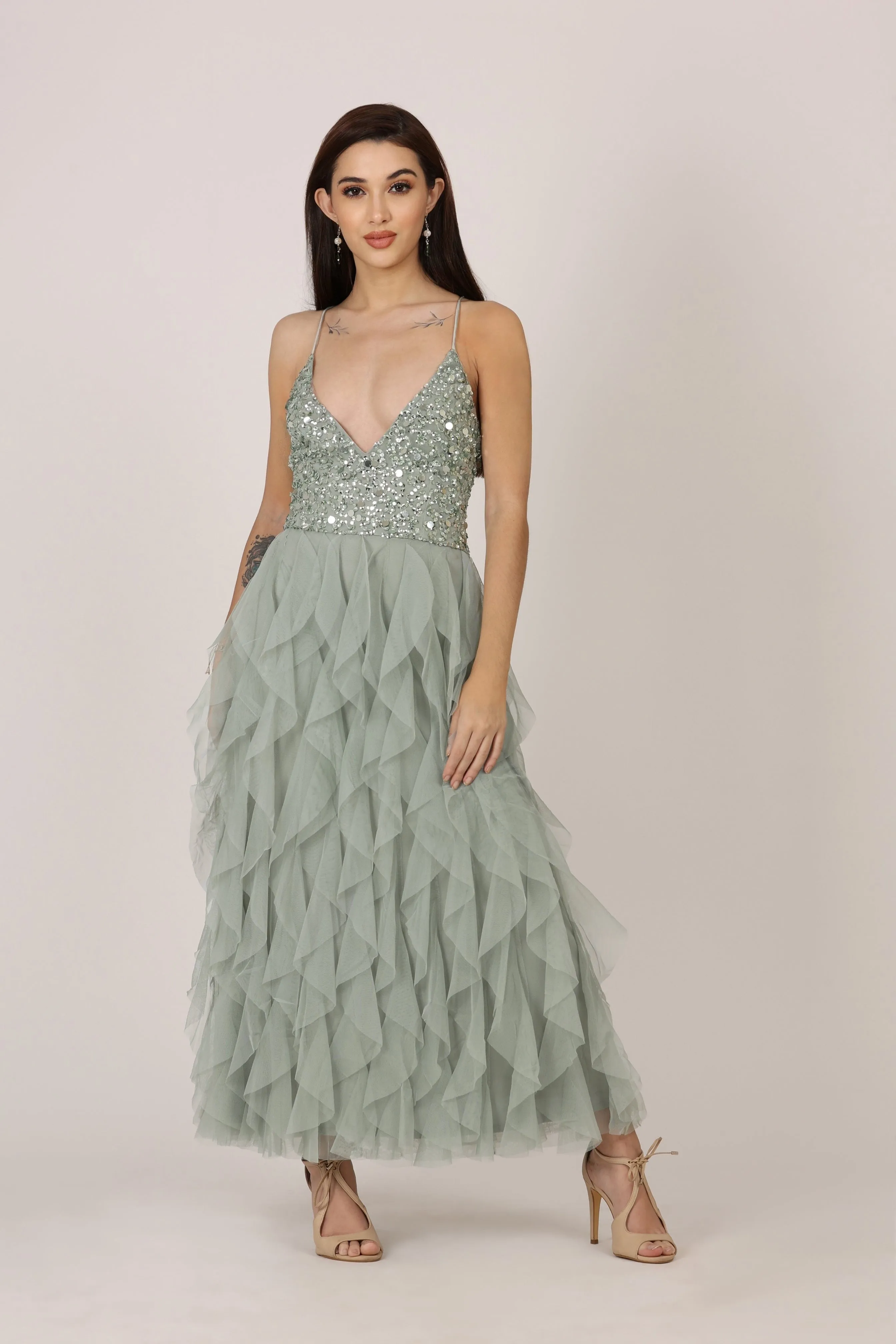 Page Embellished Midi Dress in Teal sold by Lace & Beads product image thumbnail 4