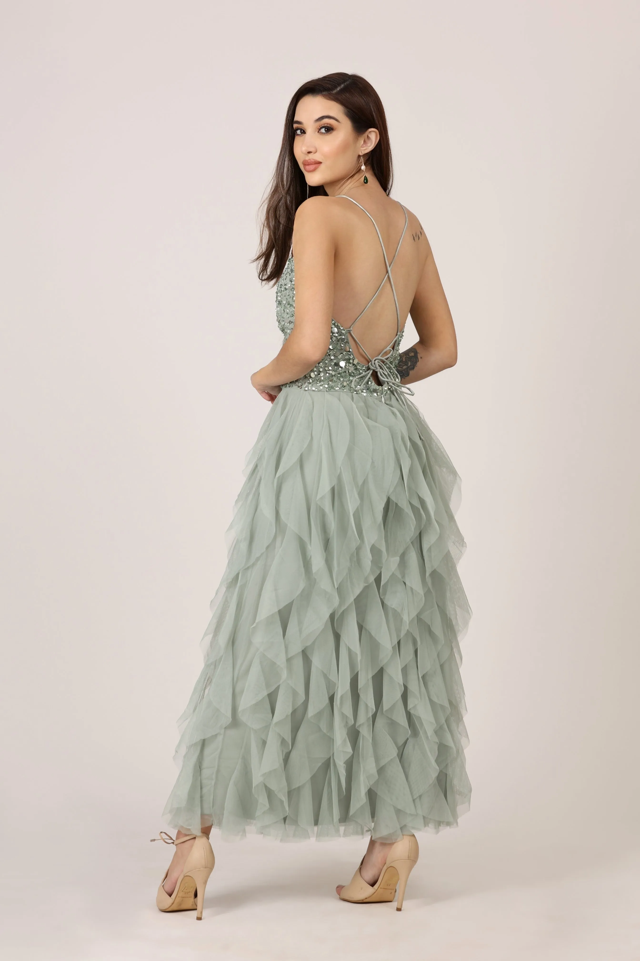 Page Embellished Midi Dress in Teal sold by Lace & Beads product image thumbnail 2