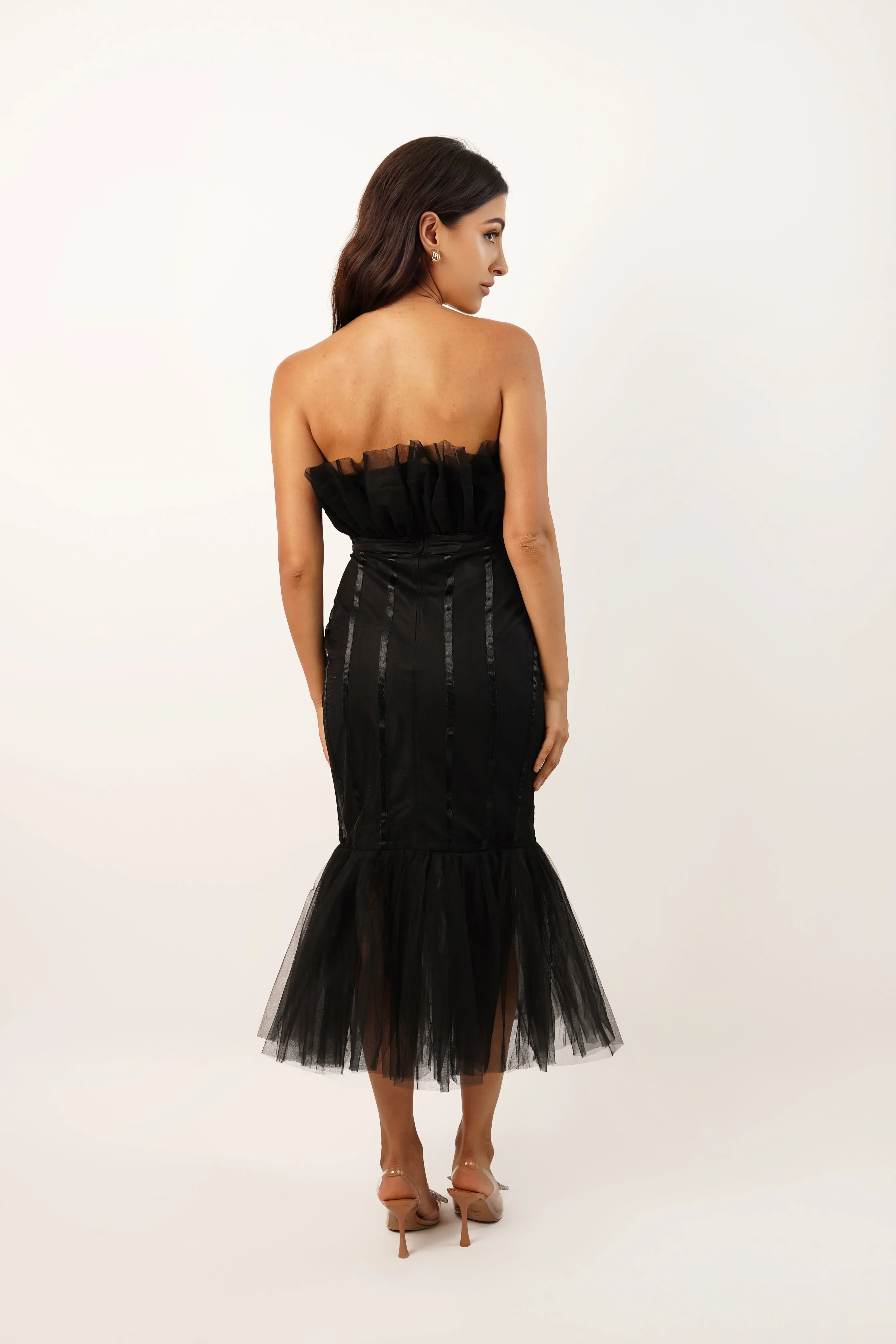 Nero Black Strapless Midi Dress sold by Lace & Beads product image thumbnail 3